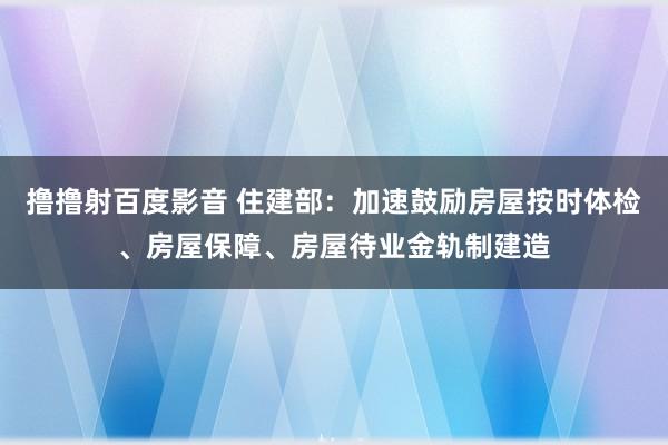 撸撸射百度影音 住建部：加速鼓励房屋按时体检、房屋保障、房屋待业金轨制建造