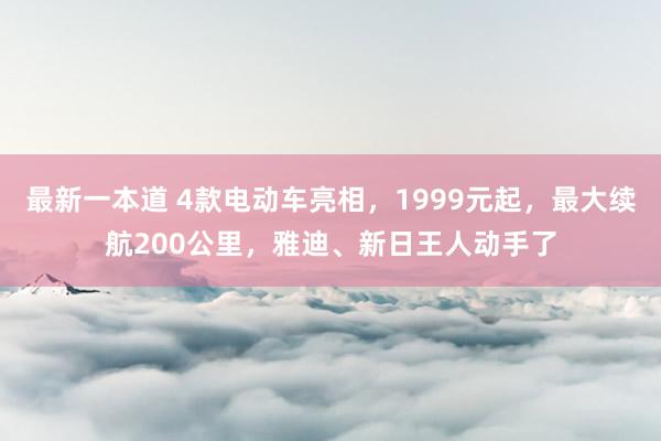 最新一本道 4款电动车亮相，1999元起，最大续航200公里，雅迪、新日王人动手了