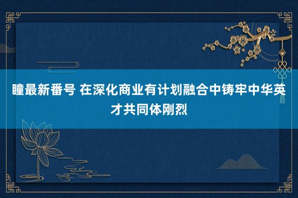 瞳最新番号 在深化商业有计划融合中铸牢中华英才共同体刚烈