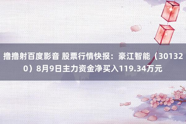 撸撸射百度影音 股票行情快报：豪江智能（301320）8月9日主力资金净买入119.34万元