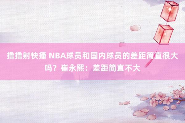 撸撸射快播 NBA球员和国内球员的差距简直很大吗？崔永熙：差距简直不大